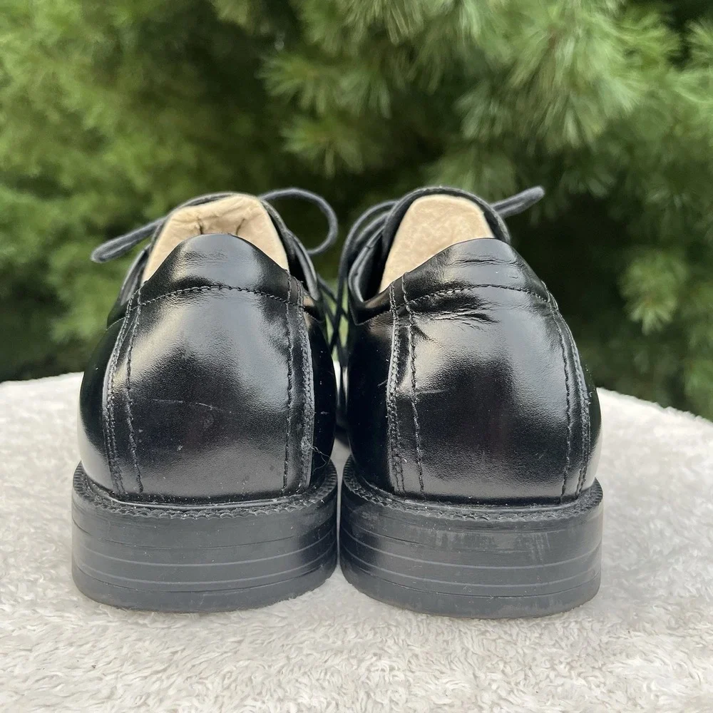 Stacy Adams Dress Shoes Mens 12M Black Leather Bicycle Toe Derby Square Toe